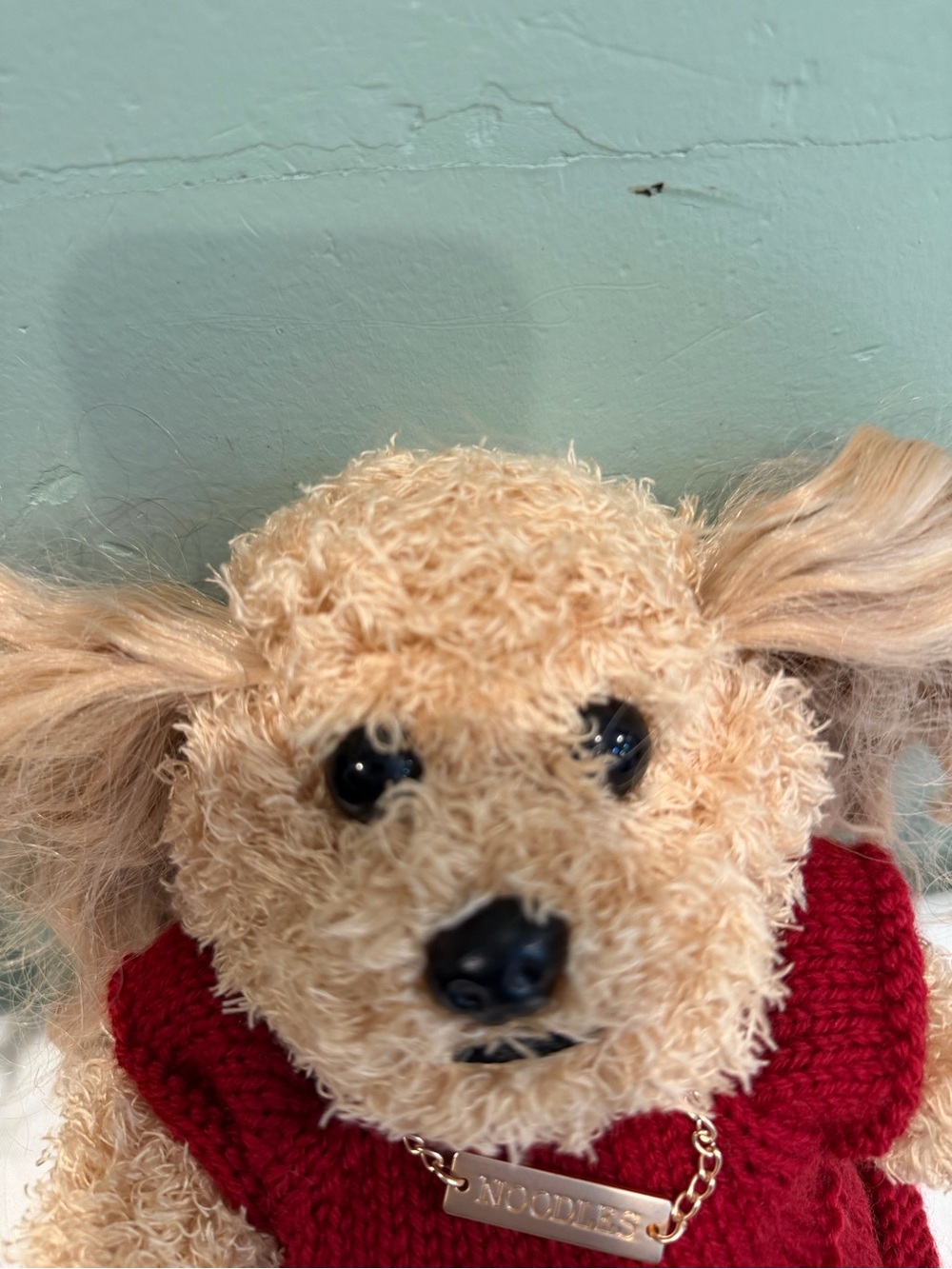 Ty Plush Bear in Red Knit Dress with Blonde Hair - Picture 4 of 9